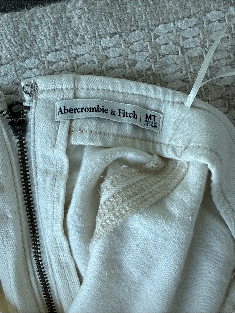 Abercrombie & Fitch Strapless Cream Maxi Denim Dress